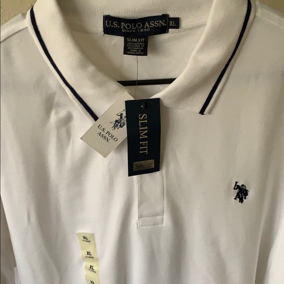 New U.S. Polo Assn. White Slim Fit Polo - XL - Picture 2 of 2